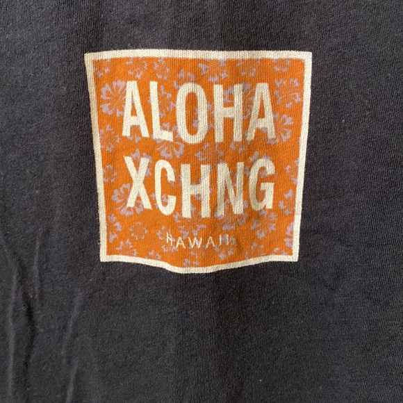 Aloha Xchng Womens 90s Hibiscus Box Logo Black Short Sleeve Crew Neck T-Shirt XL - Picture 8 of 9